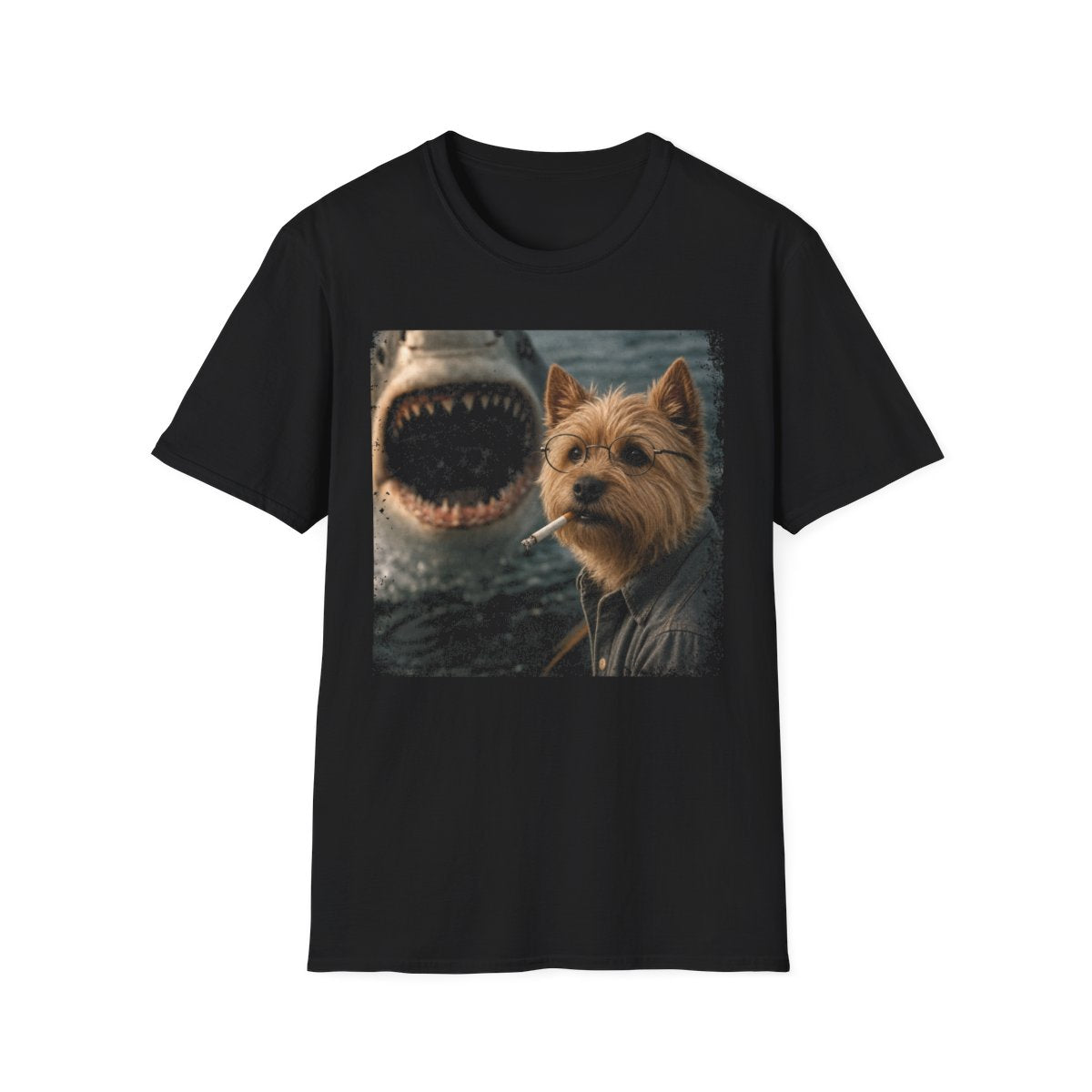 Norwich Terrier and Shark Tee