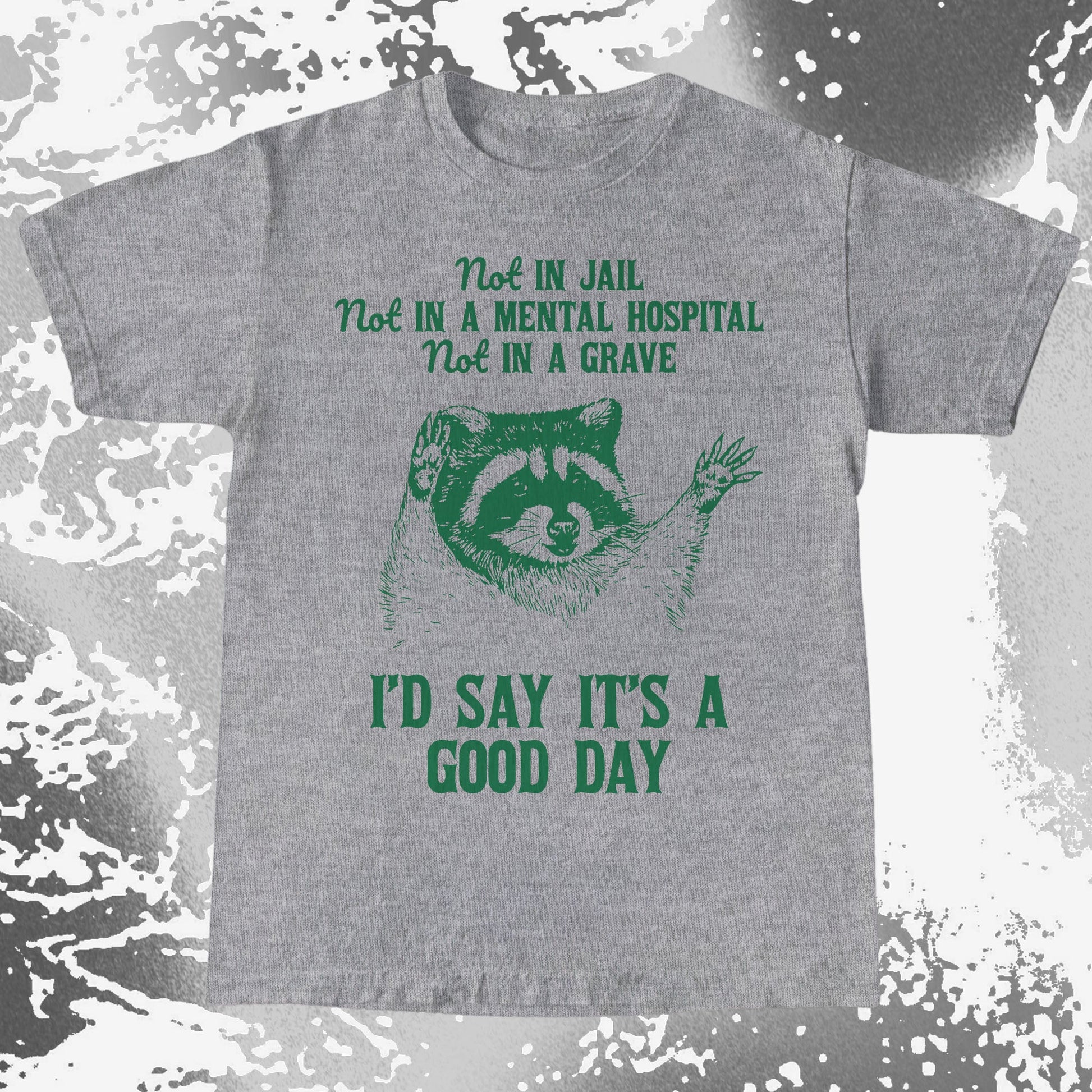 Good Day Raccoon Shirt – Not in Jail Quote Tee, funny meme tee gift (view 3)