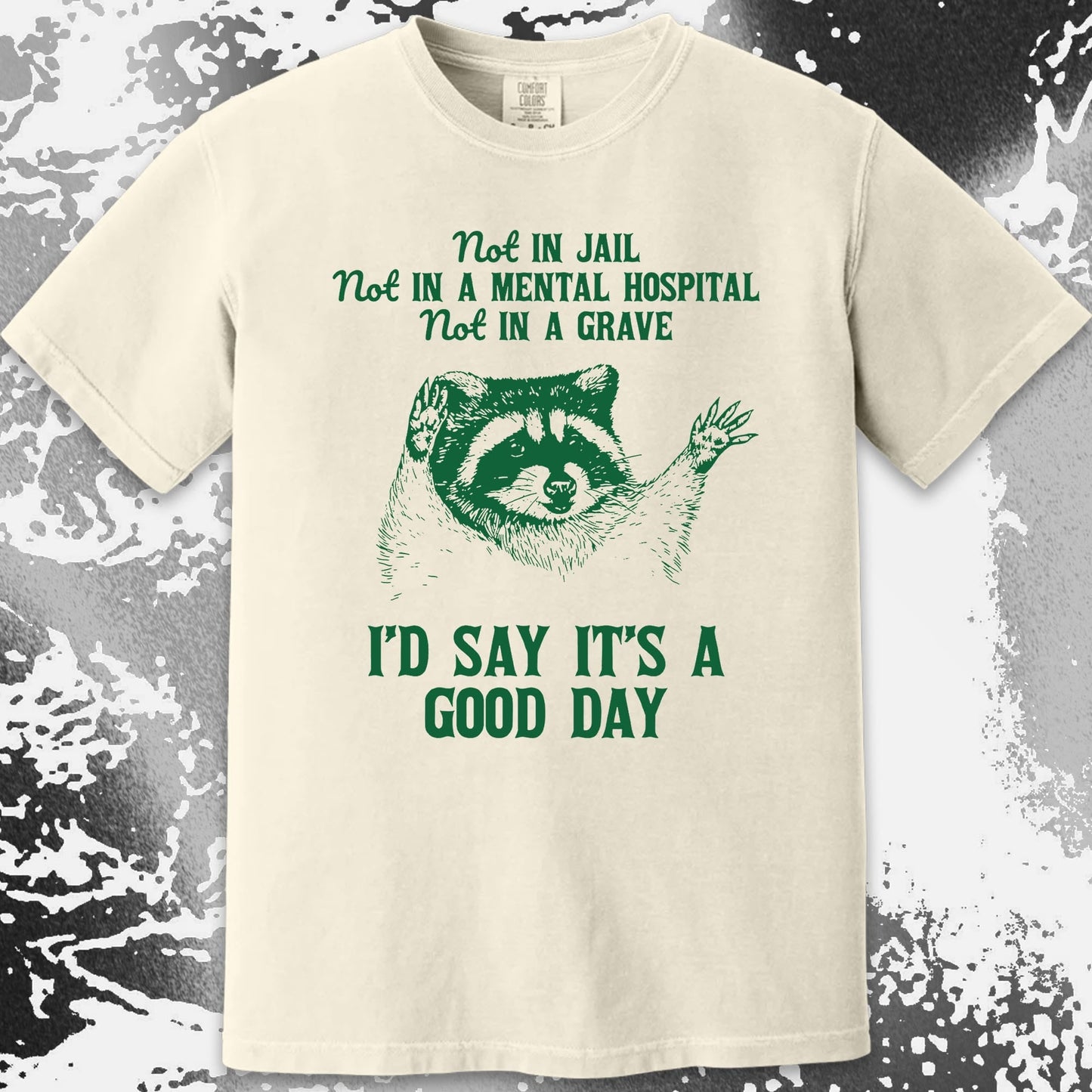 Good Day Raccoon Shirt – Not in Jail Quote Tee, funny meme tee gift (view 5)