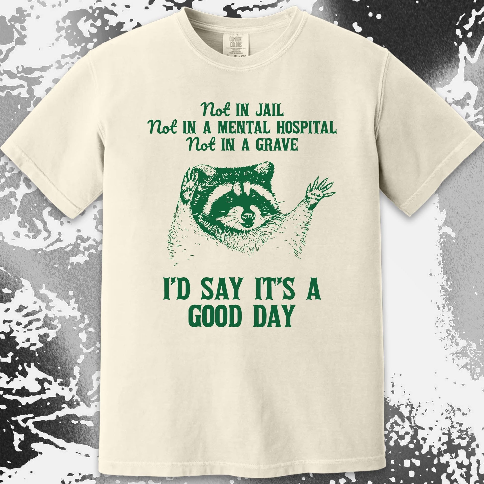 Good Day Raccoon Shirt – Not in Jail Quote Tee, funny meme tee gift (view 5)