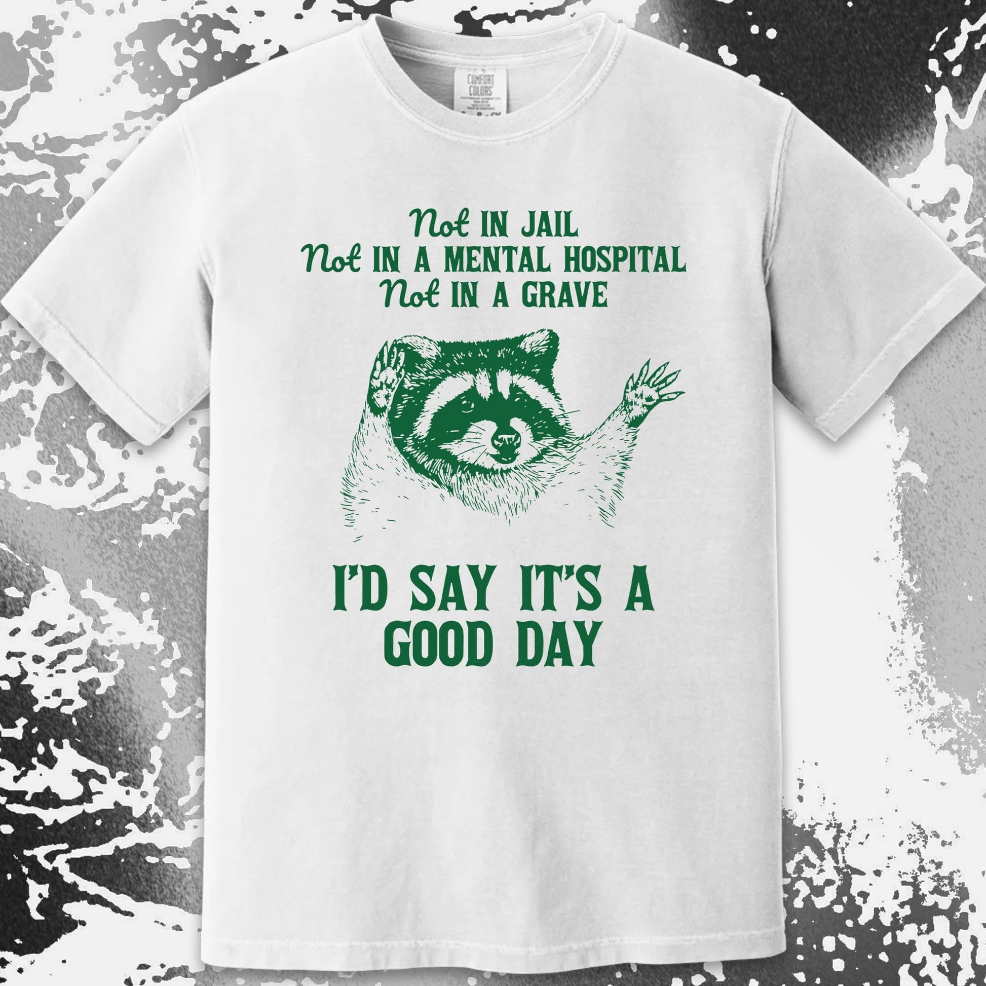 Good Day Raccoon Shirt – Not in Jail Quote Tee, funny meme tee gift (view 6)