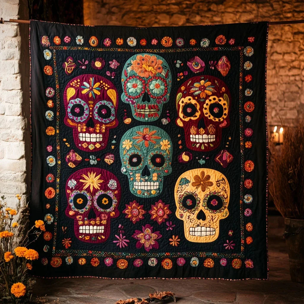 Nueve Calaveras Quilt Blanket