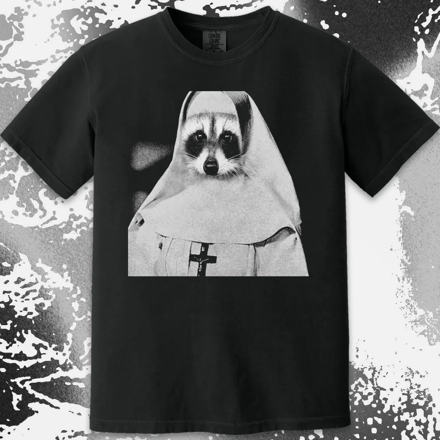 Creepy Nun Raccoon Shirt – Dark Surreal Gothic Tee, funny meme tee gift (view 12)