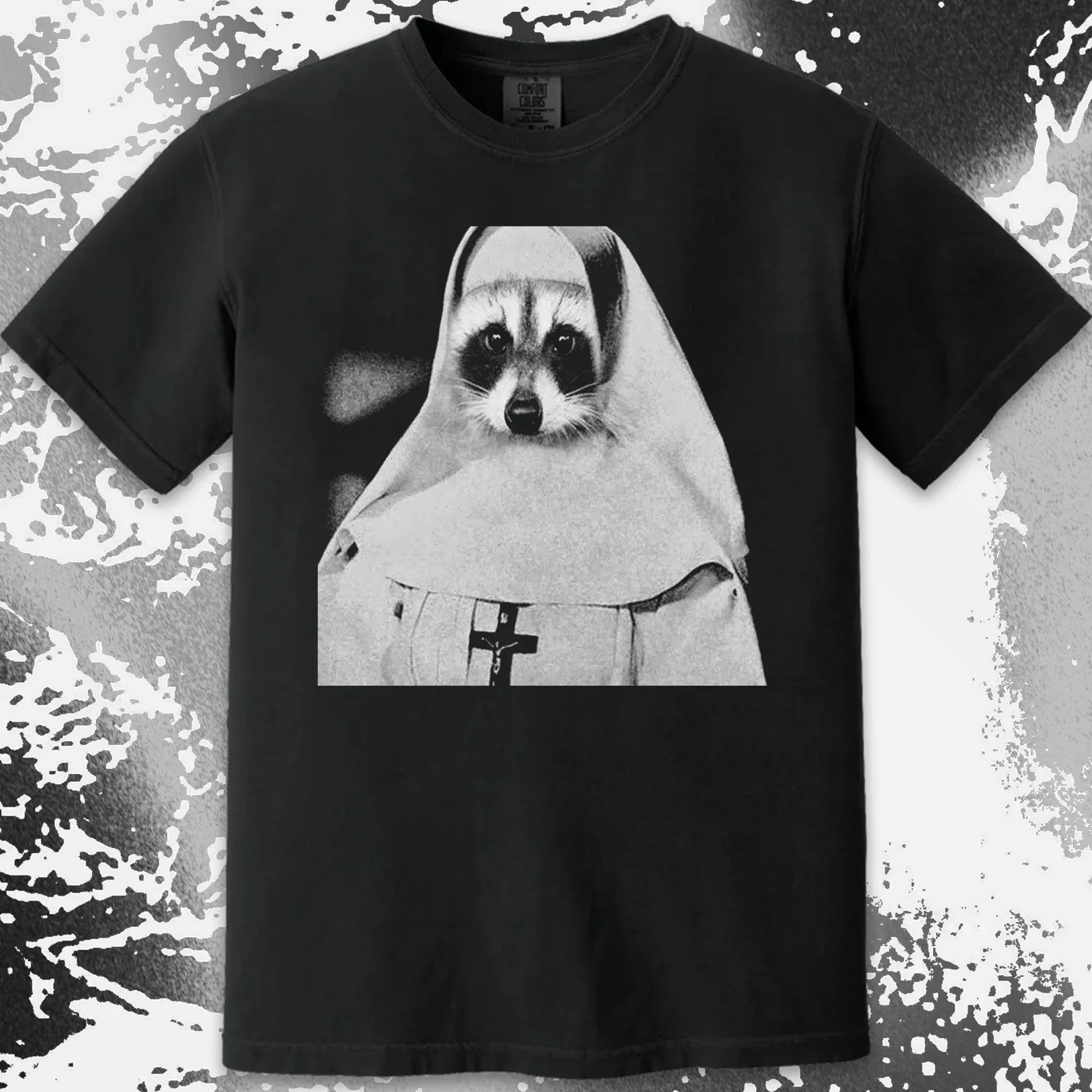 Creepy Nun Raccoon Shirt – Dark Surreal Gothic Tee, funny meme tee gift (view 12)