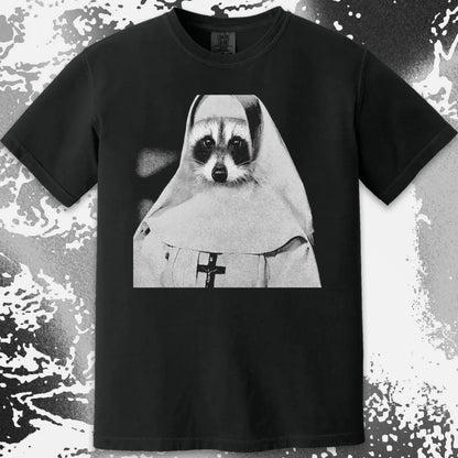 Creepy Nun Raccoon Shirt – Dark Surreal Gothic Tee, funny meme tee gift (view 12)