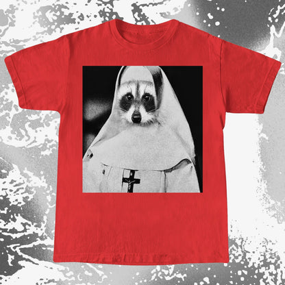 Creepy Nun Raccoon Shirt – Dark Surreal Gothic Tee, funny meme tee gift (view 15)