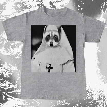 Creepy Nun Raccoon Shirt – Dark Surreal Gothic Tee, funny meme tee gift (view 16)