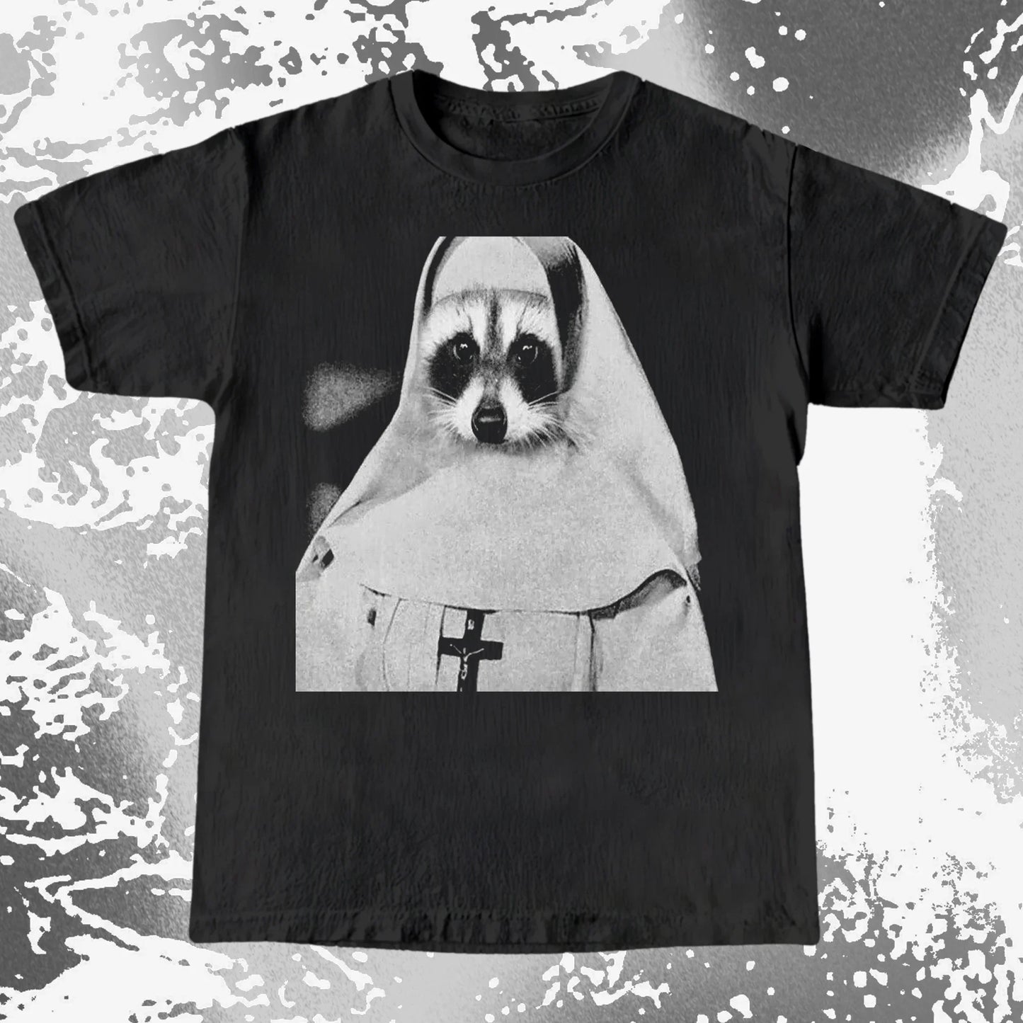 Creepy Nun Raccoon Shirt – Dark Surreal Gothic Tee, funny meme tee gift (view 14)