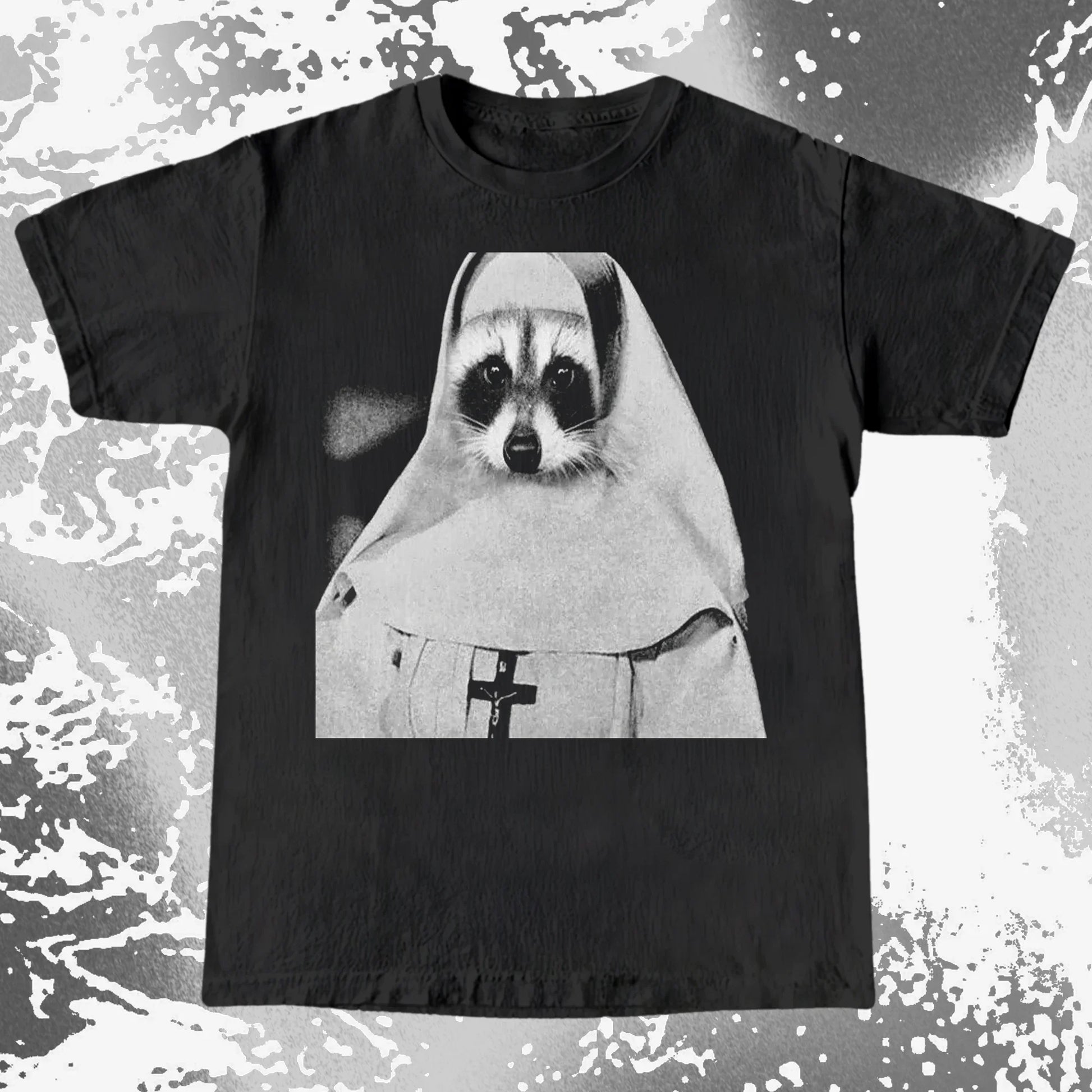 Creepy Nun Raccoon Shirt – Dark Surreal Gothic Tee, funny meme tee gift (view 14)