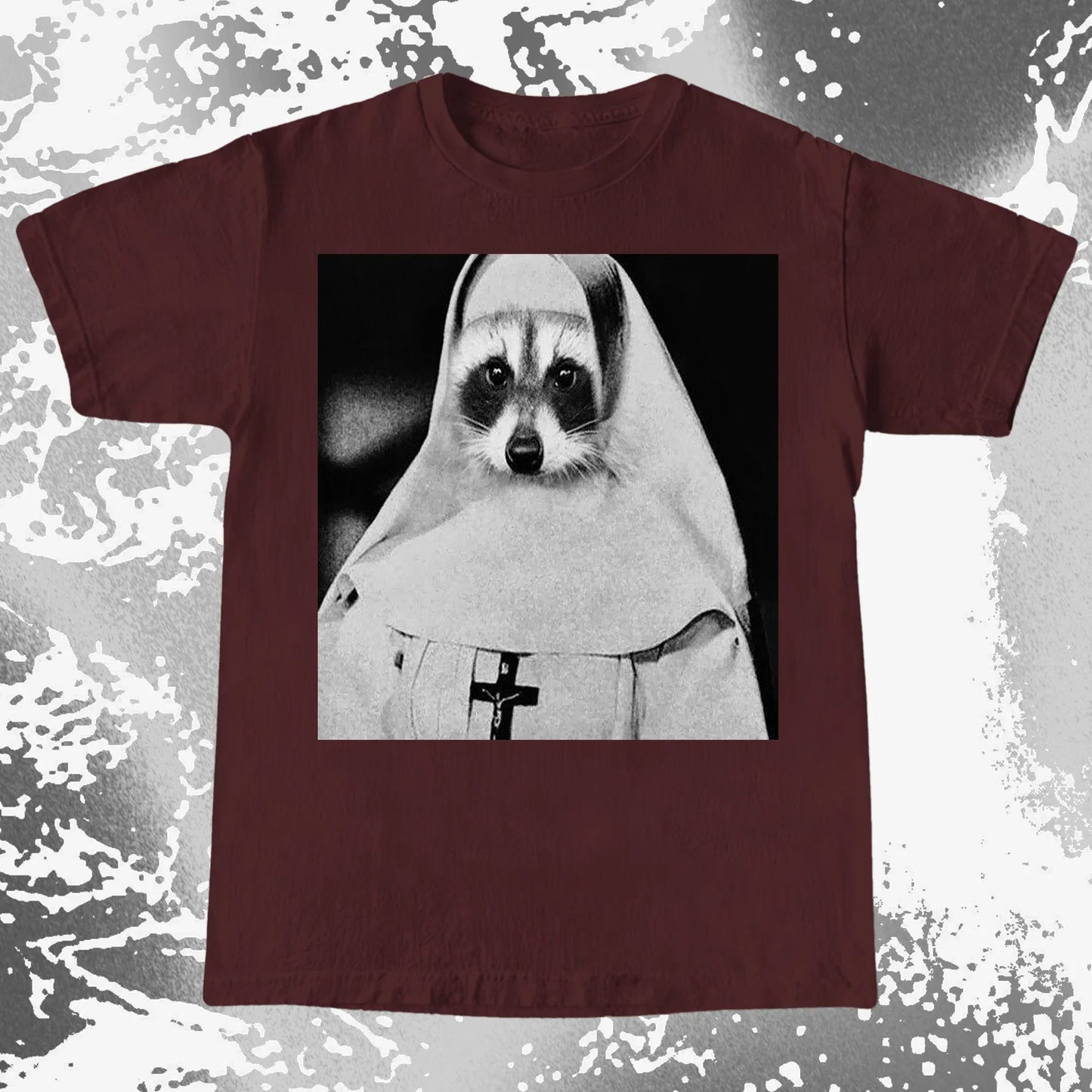 Creepy Nun Raccoon Shirt – Dark Surreal Gothic Tee, funny meme tee gift (view 3)