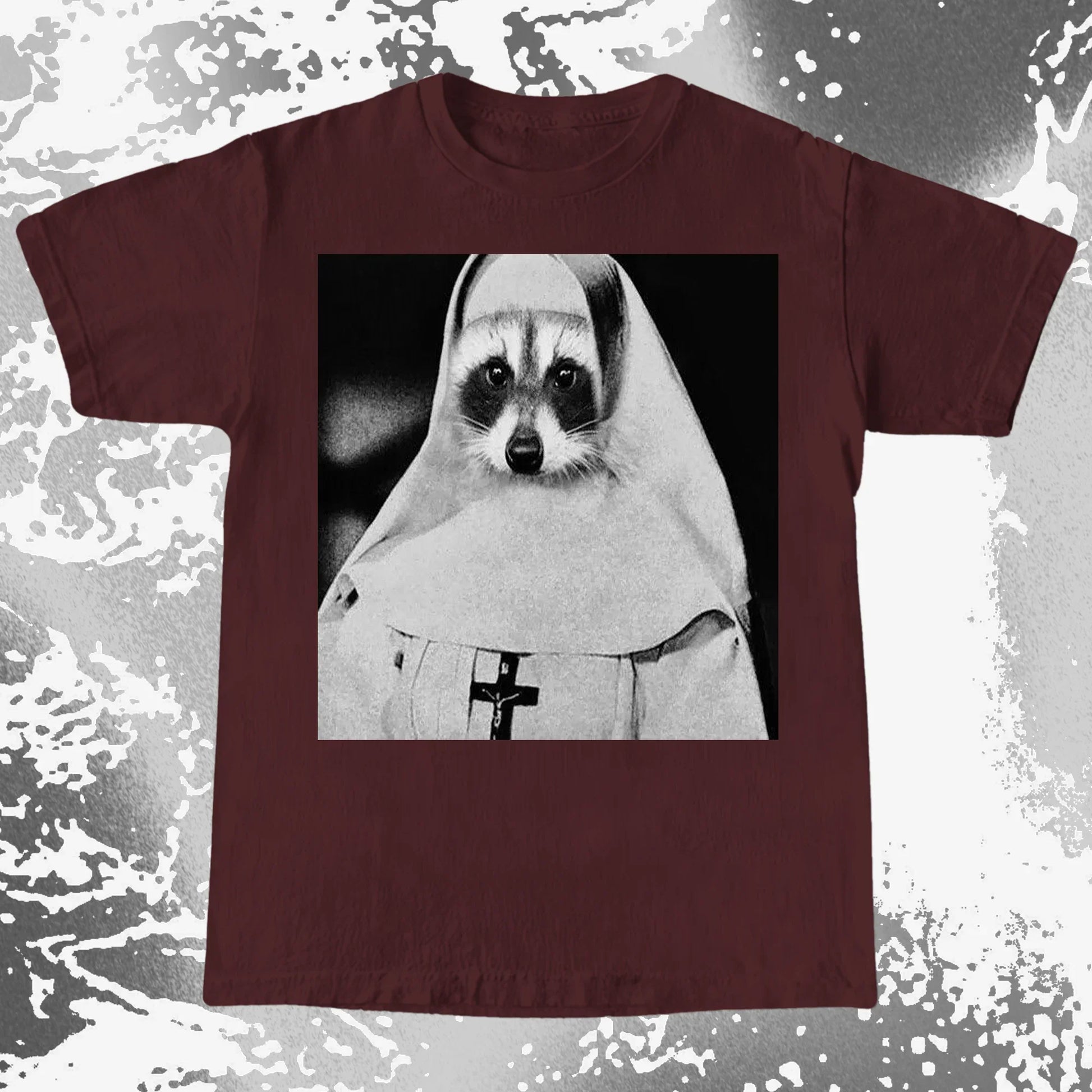 Creepy Nun Raccoon Shirt – Dark Surreal Gothic Tee, funny meme tee gift (view 3)