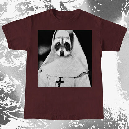 Creepy Nun Raccoon Shirt – Dark Surreal Gothic Tee, funny meme tee gift (view 3)