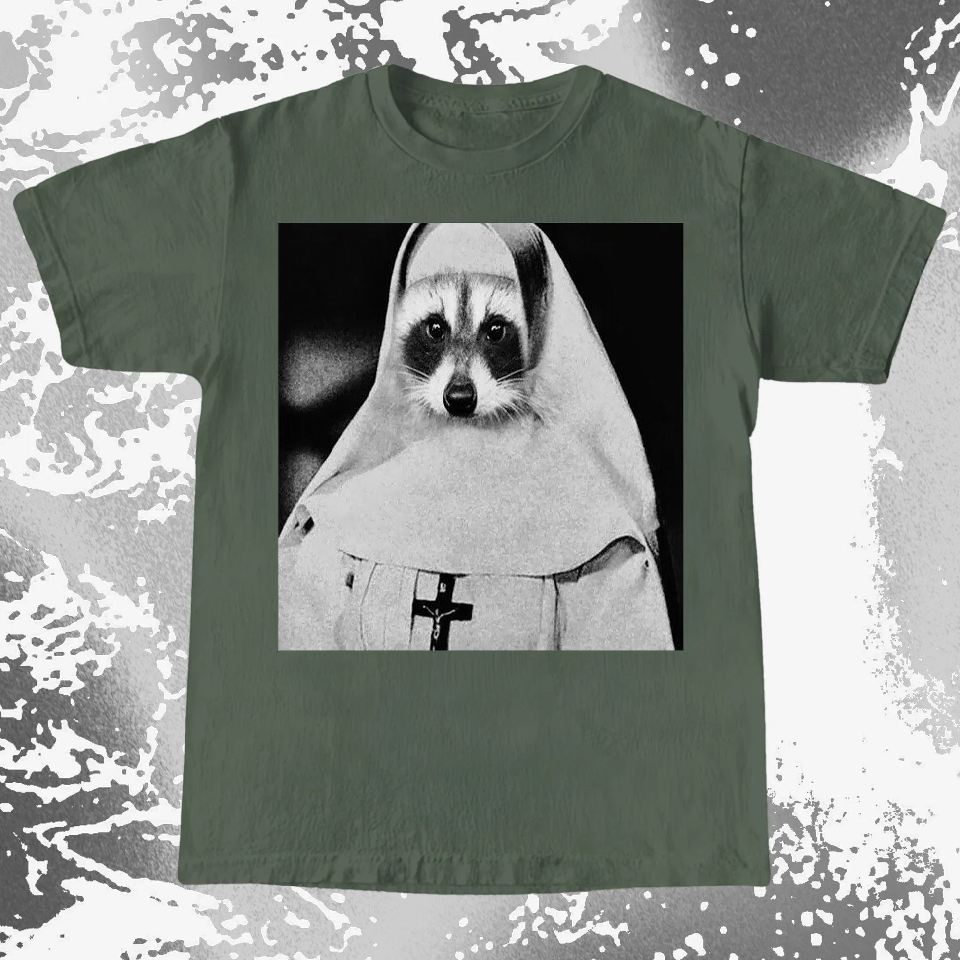 Creepy Nun Raccoon Shirt – Dark Surreal Gothic Tee, funny meme tee gift (view 4)