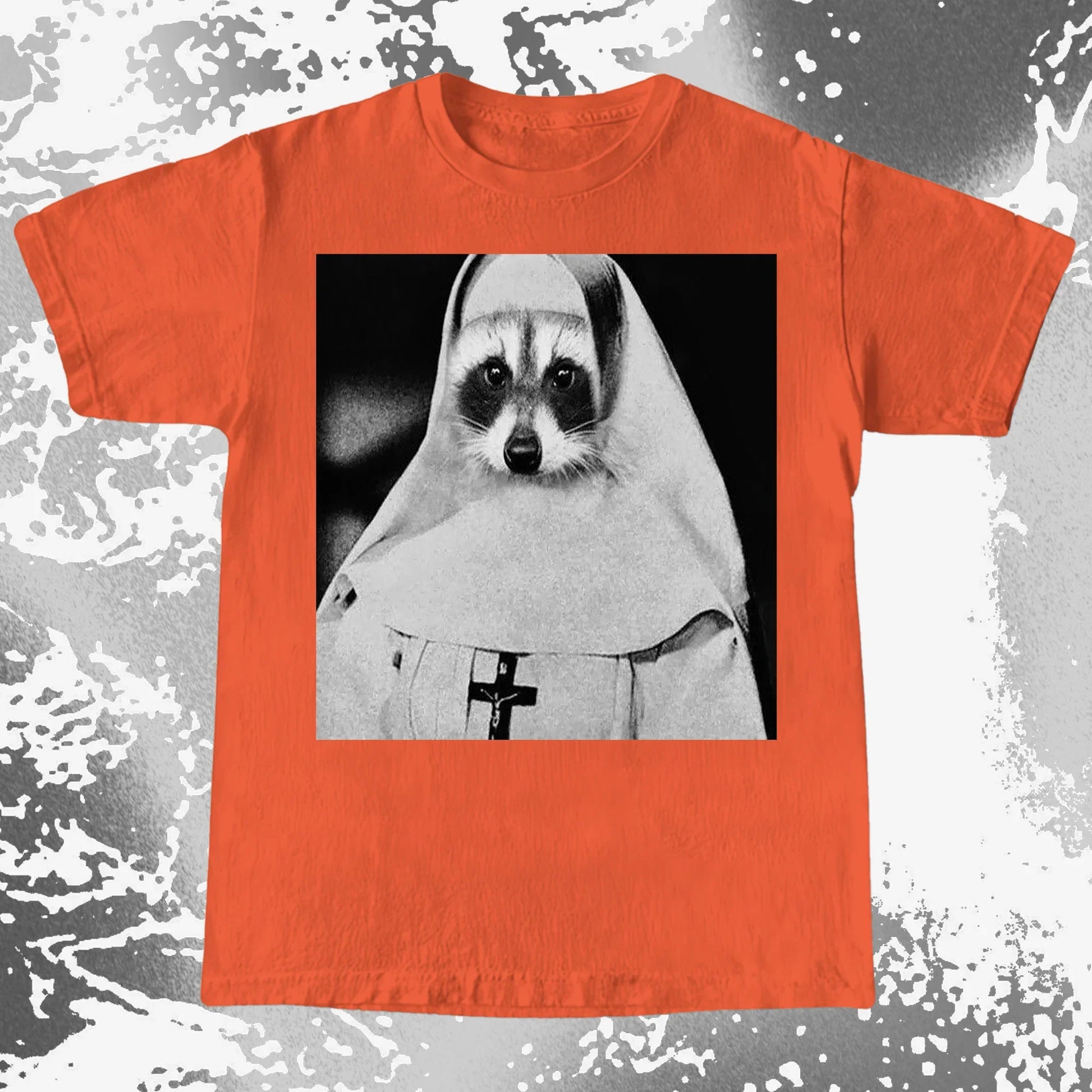 Creepy Nun Raccoon Shirt – Dark Surreal Gothic Tee, funny meme tee gift (view 6)
