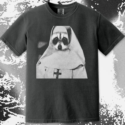 Creepy Nun Raccoon Shirt – Dark Surreal Gothic Tee, funny meme tee gift (view 7)