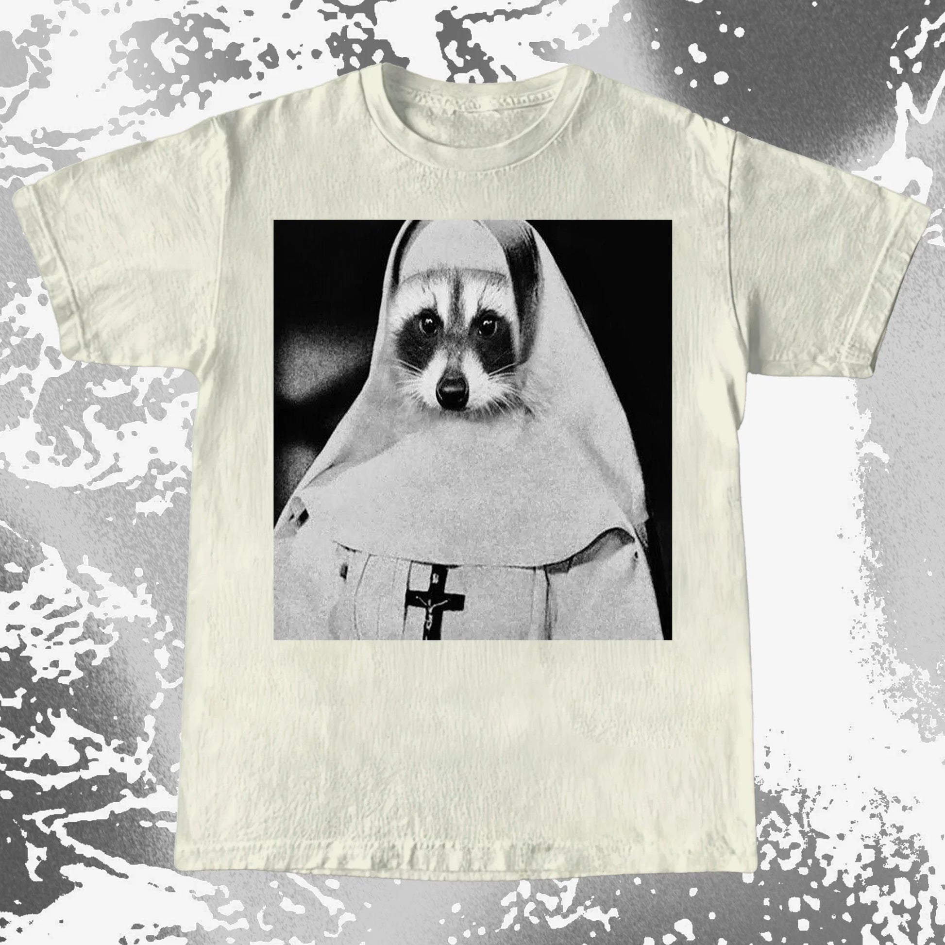 Creepy Nun Raccoon Shirt – Dark Surreal Gothic Tee, funny meme tee gift (view 8)