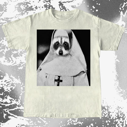 Creepy Nun Raccoon Shirt – Dark Surreal Gothic Tee, funny meme tee gift (view 8)