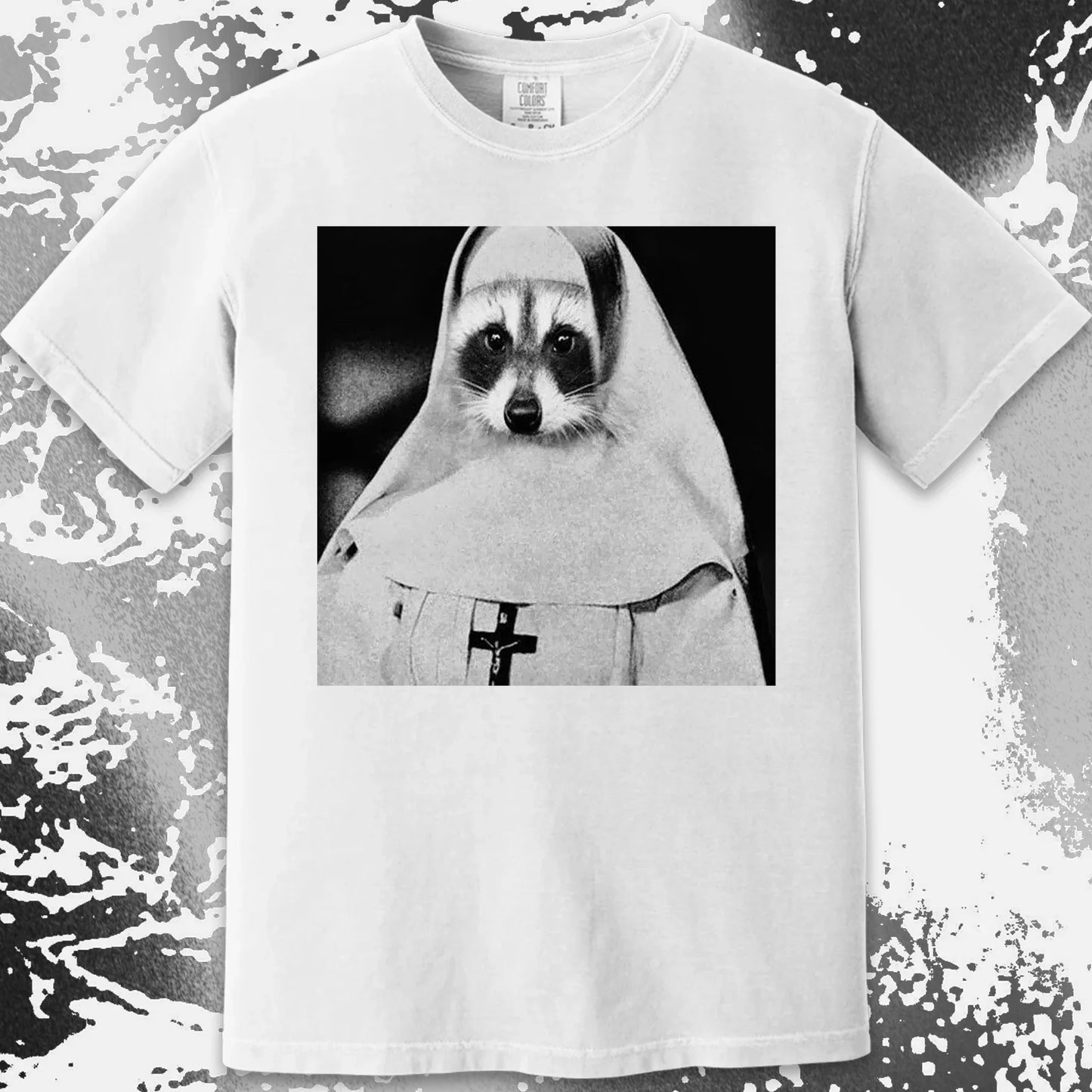 Creepy Nun Raccoon Shirt – Dark Surreal Gothic Tee, funny meme tee gift (view 10)
