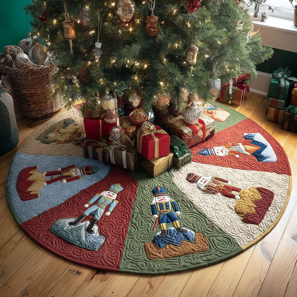 Nutcracker Charm Christmas Quilted Tree Skirt