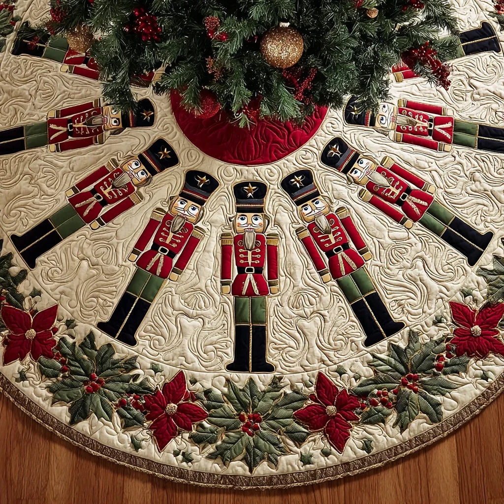 Nutcracker Charm Christmas Quilted Tree Skirt