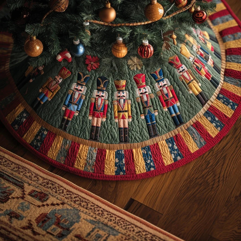 Nutcracker Delight Christmas Quilted Tree Skirt