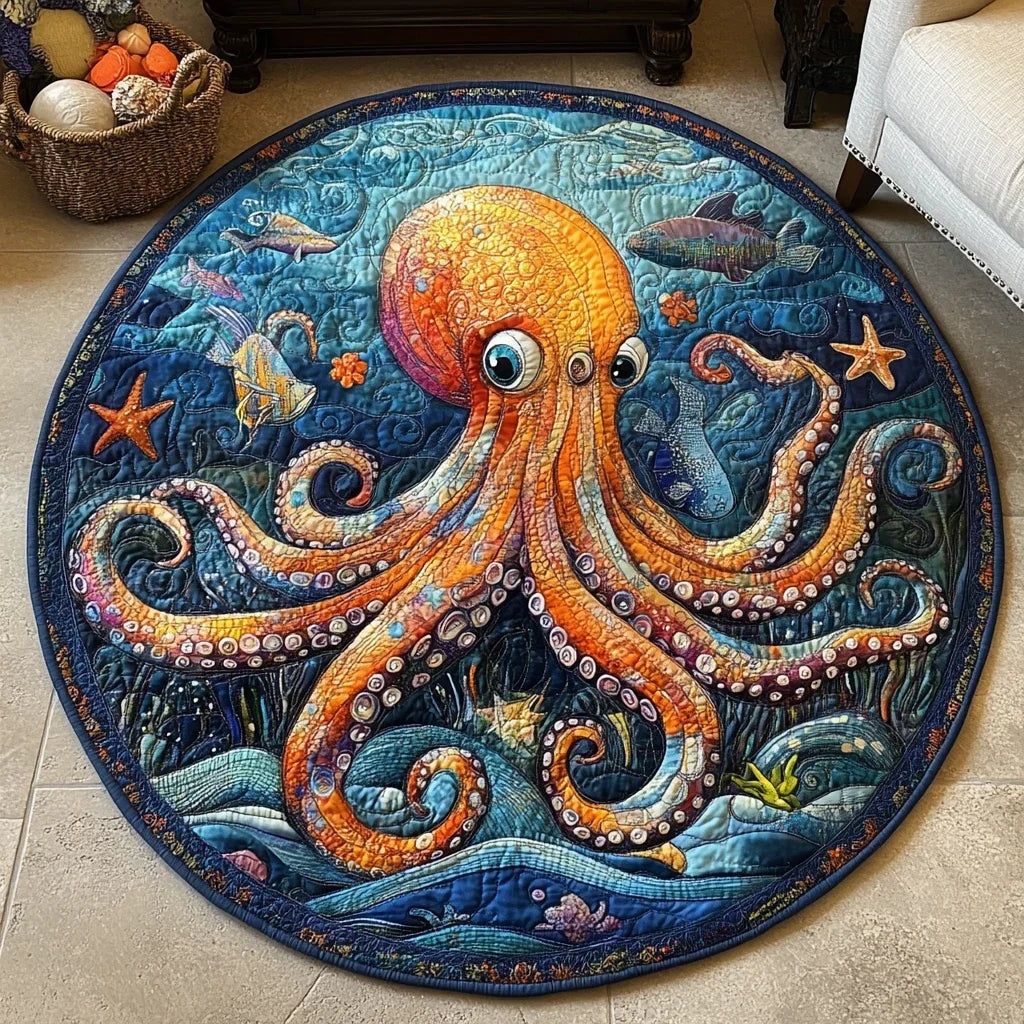 Ocean Breeze Serenity Quilted Round Mat