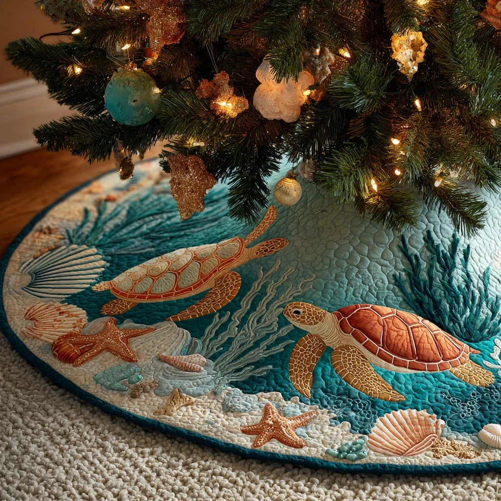 Ocean Drift Christmas Quilted Tree Skirt