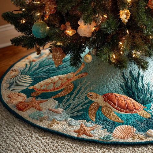 Ocean Drift Christmas Quilted Tree Skirt