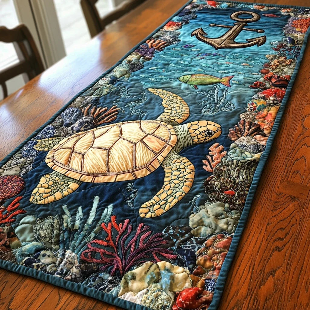 Ocean Drift Quilted Table Runner