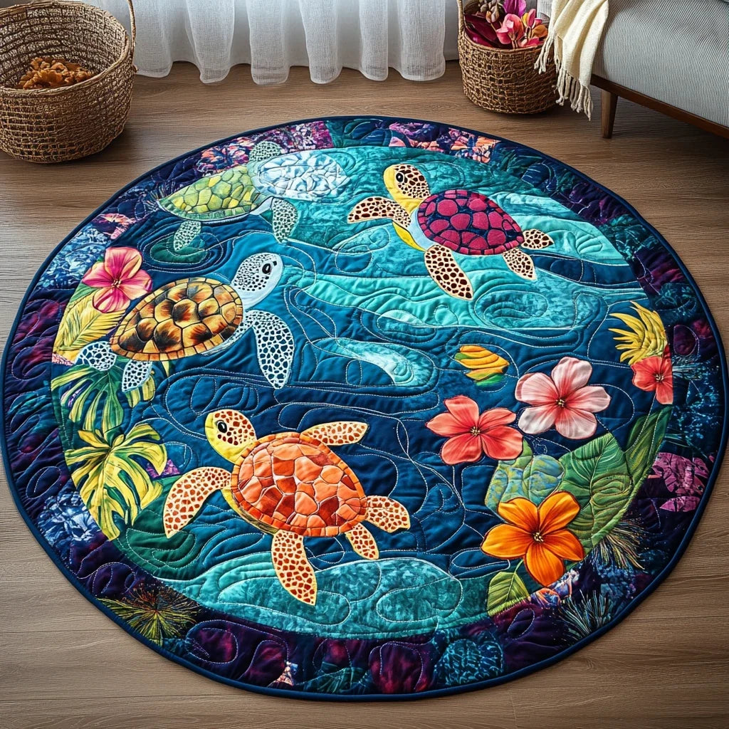 Ocean Embrace Quilted Round Mat