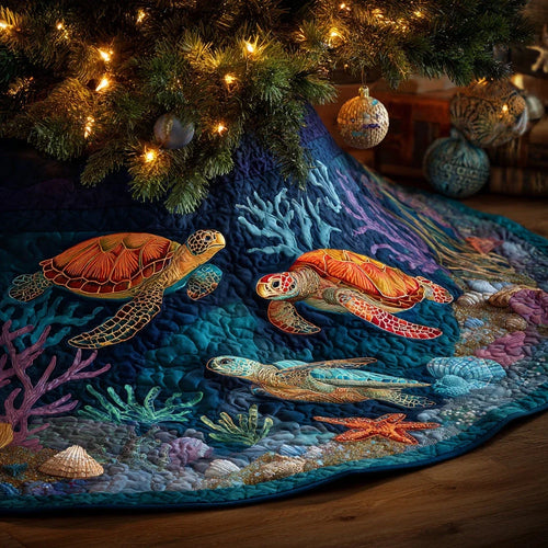 Ocean Glow Christmas Quilted Tree Skirt