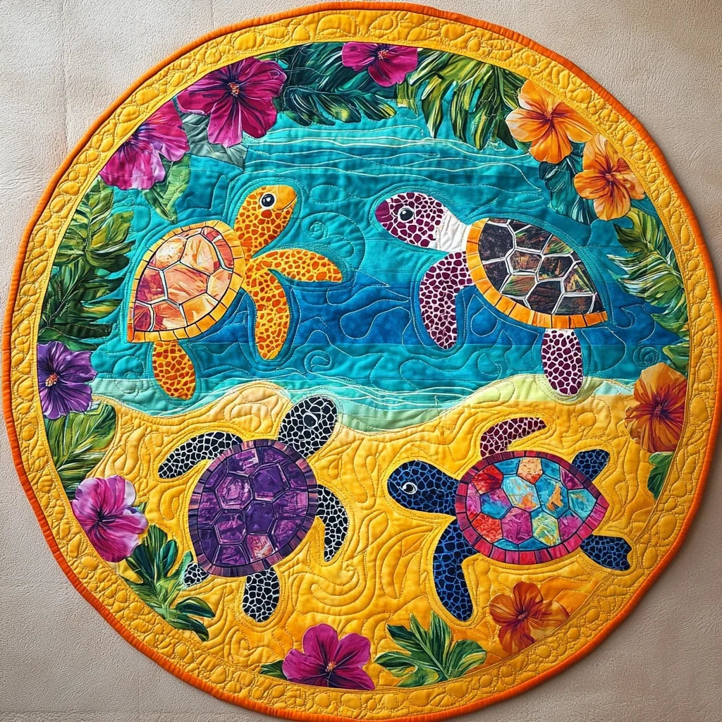 Ocean Oasis Quilted Round Mat
