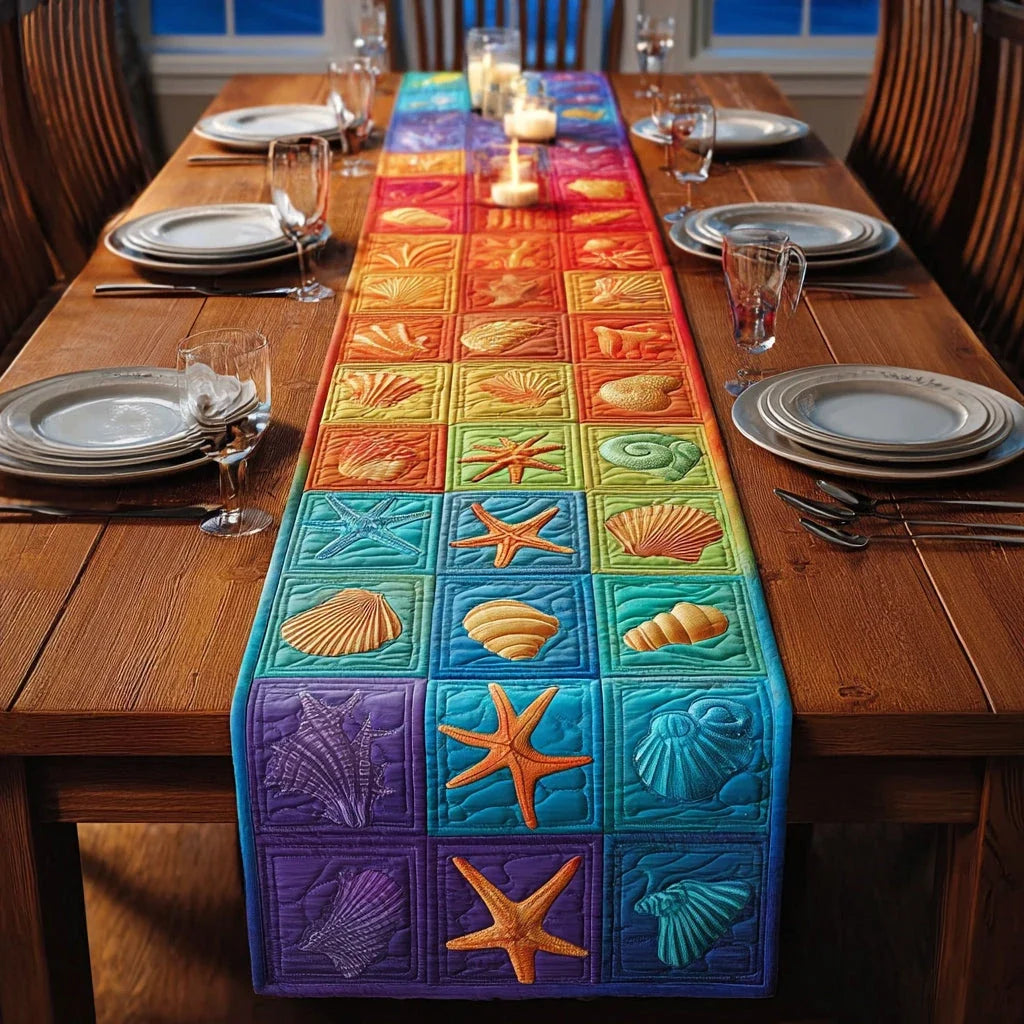 Ocean Prism Quilted Table Runner
