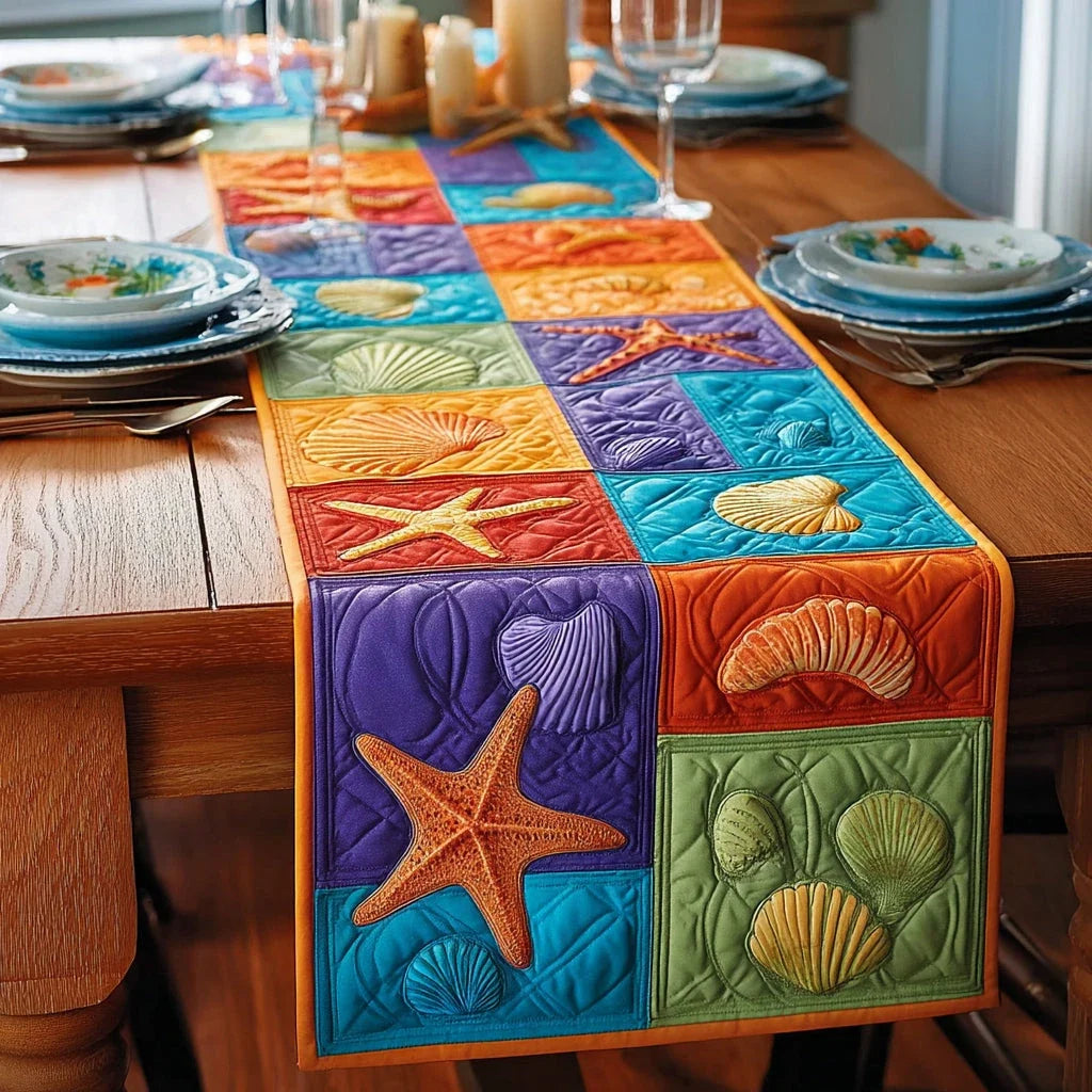 Ocean Rainbow Quilted Table Runner