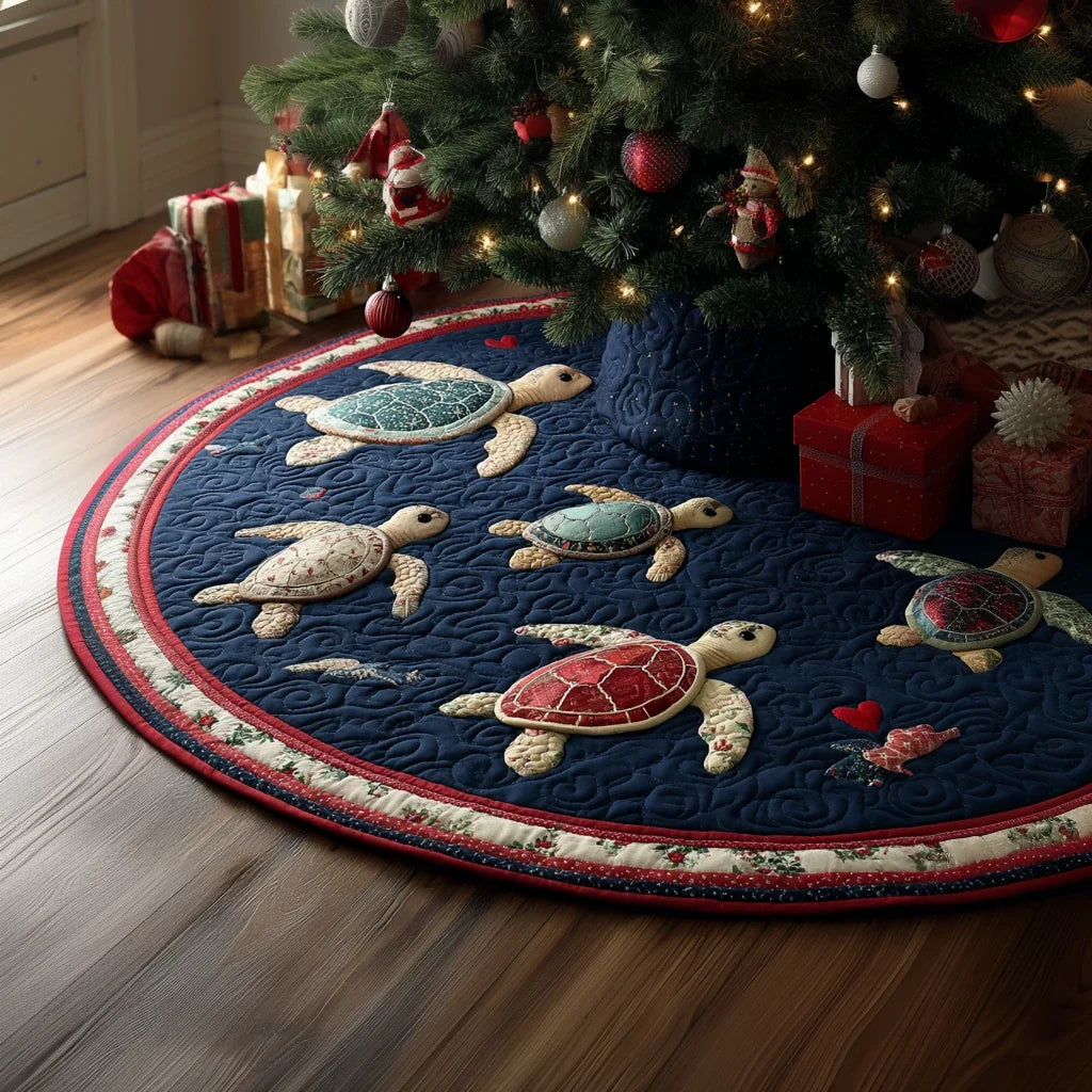 Ocean Turtle Christmas Quilted Tree Skirt