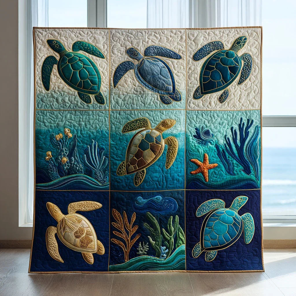 Ocean Turtle Quilt Blanket