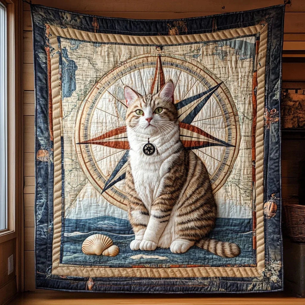 Ocean Voyager Kitty Quilt Blanket
