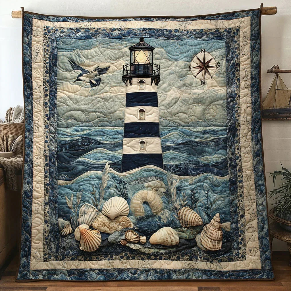 Oceanview Lighthouse Quilt Blanket