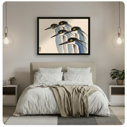 Japanese Egret Flock Canvas Wall Art