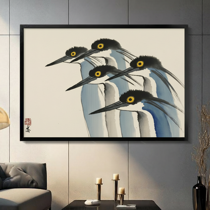 Japanese Egret Flock Canvas Wall Art