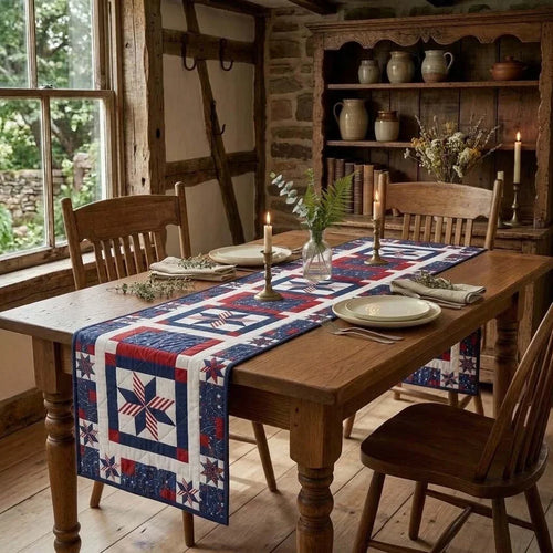 Old Glory Patch Quilted Table Runner
