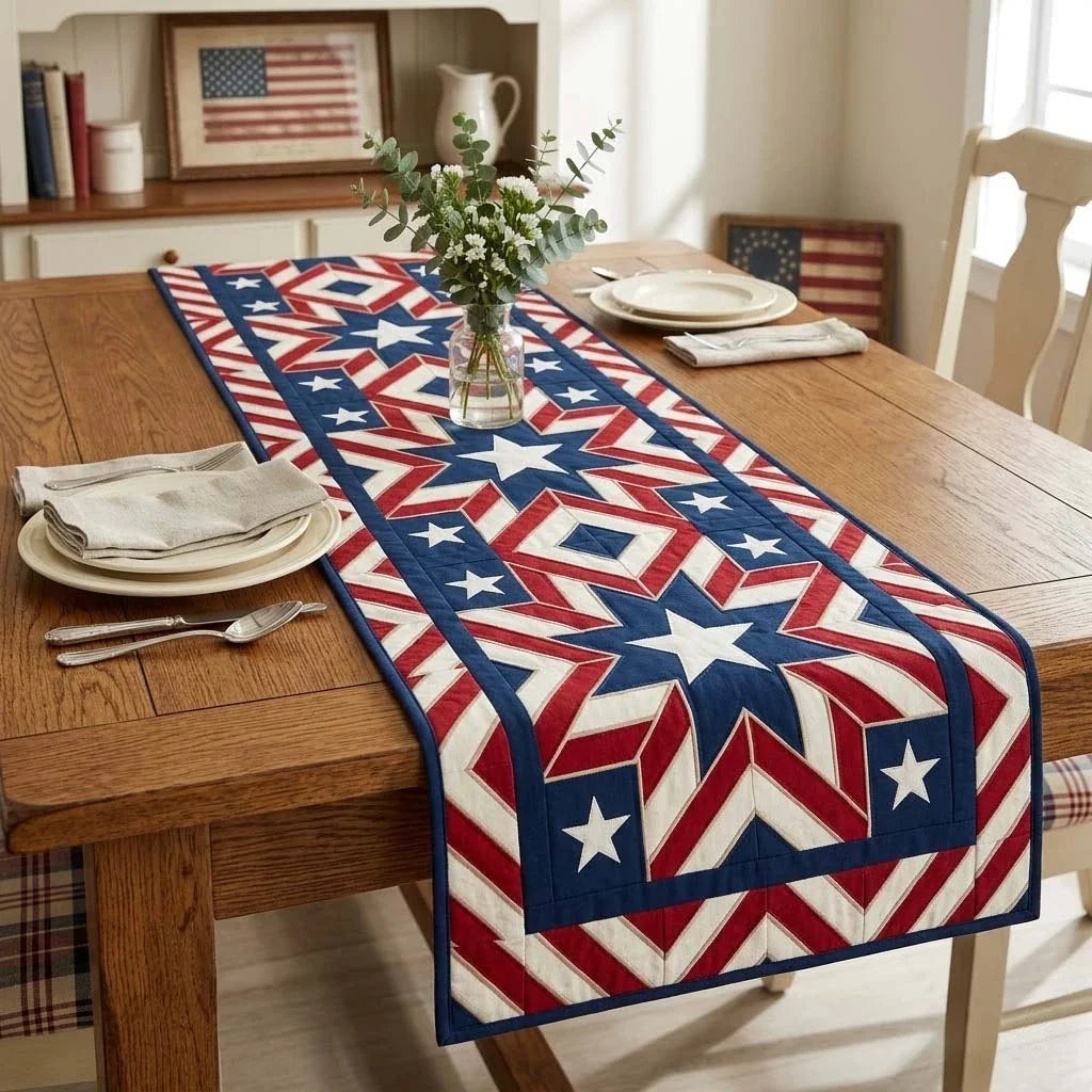 Old Glory Starburst Quilted Table Runner