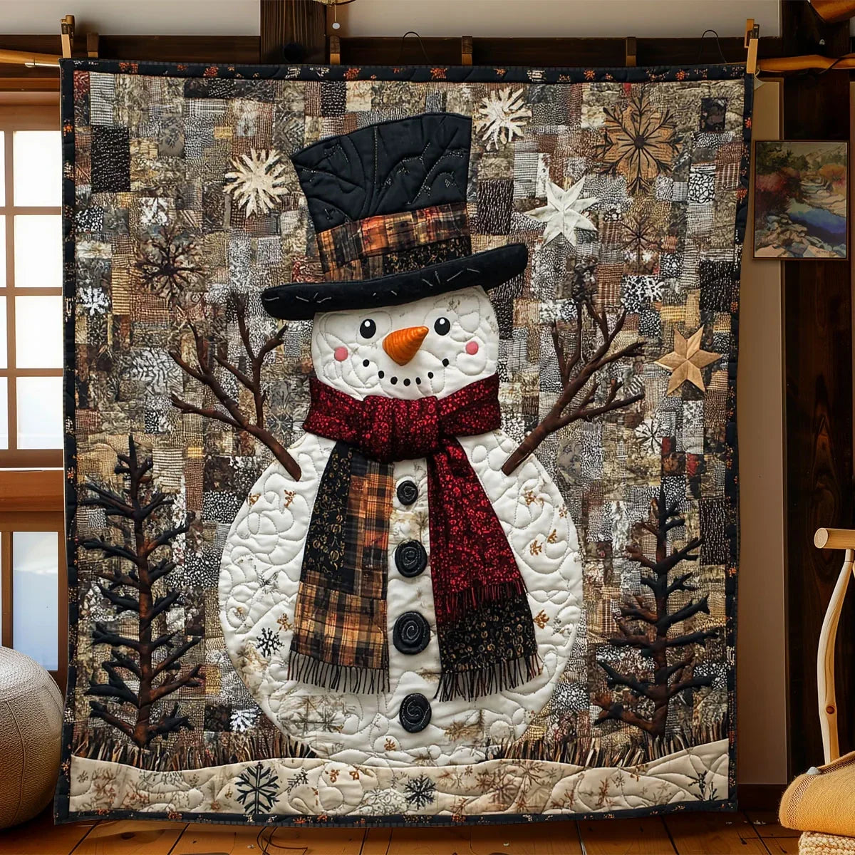 Old Snowman Quilt Blanket