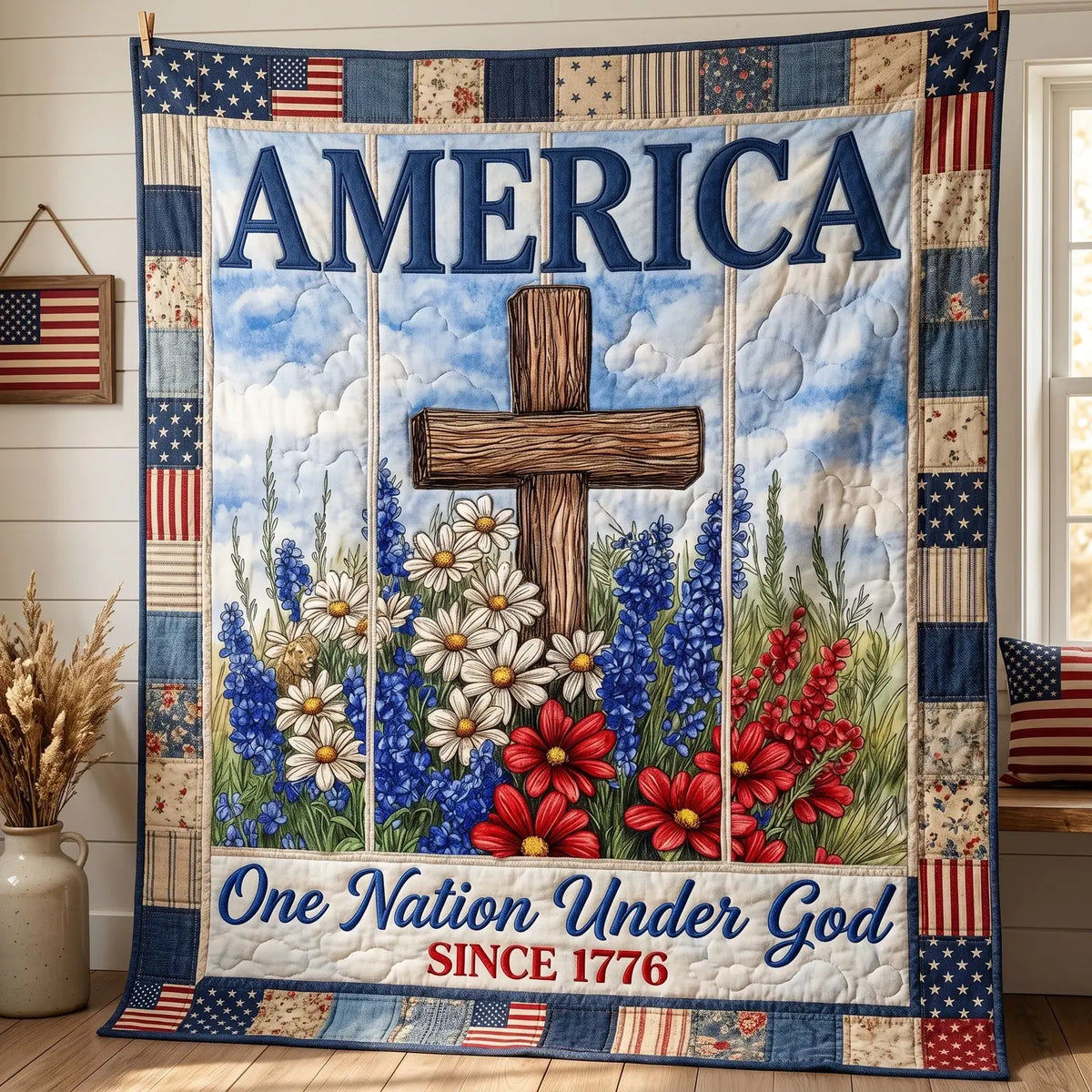 One Nation Under God Quilt Blanket