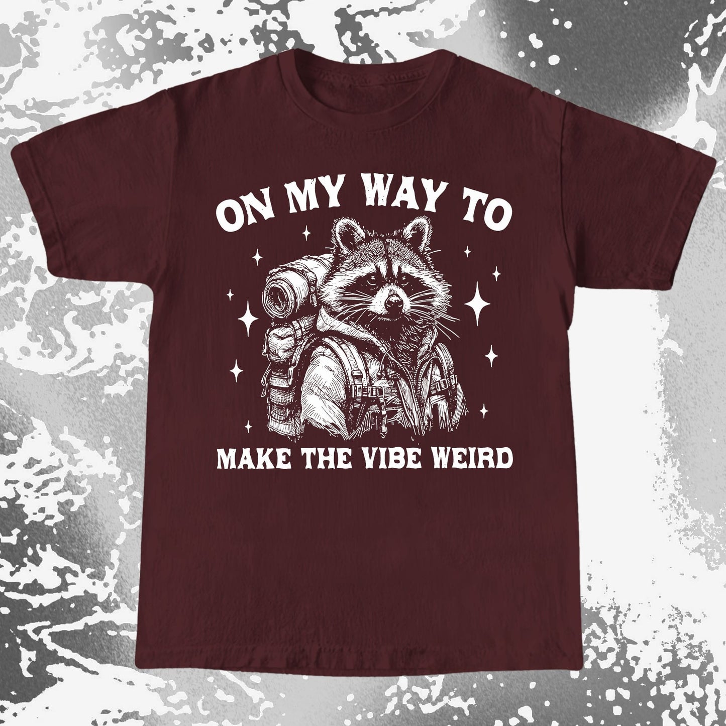 On My Way To Make The Vibe Weird Raccoon Shirt, funny meme tee gift (view 7)