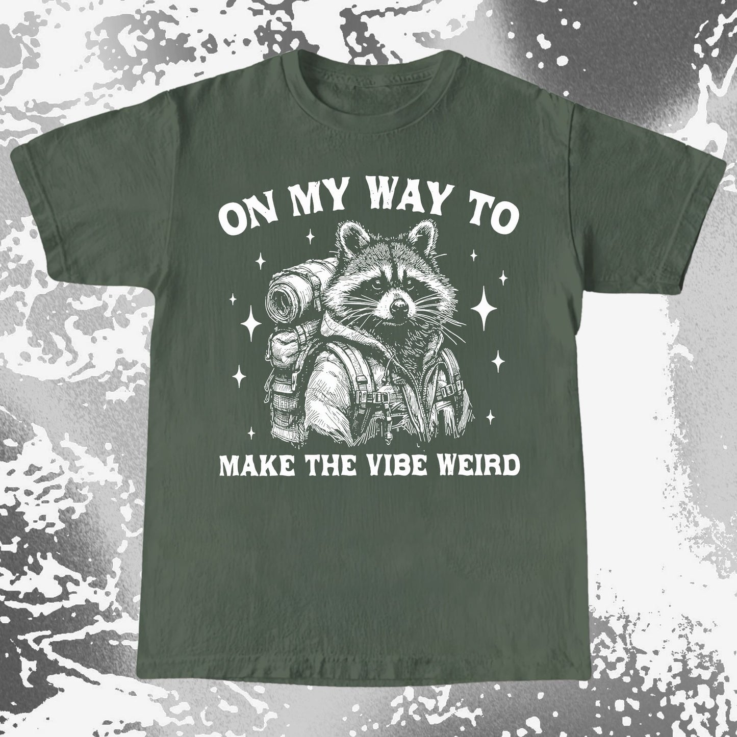 On My Way To Make The Vibe Weird Raccoon Shirt, funny meme tee gift (view 5)