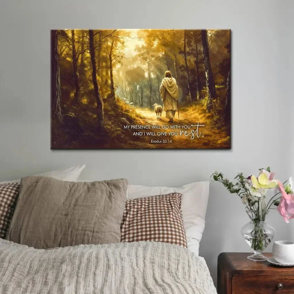 exodus 33 14 my presence will go with you wall art canvas (Landscape) (view 5)
