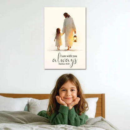 jesus holding child s hand i am with you always christian wall art canvas (view 5)