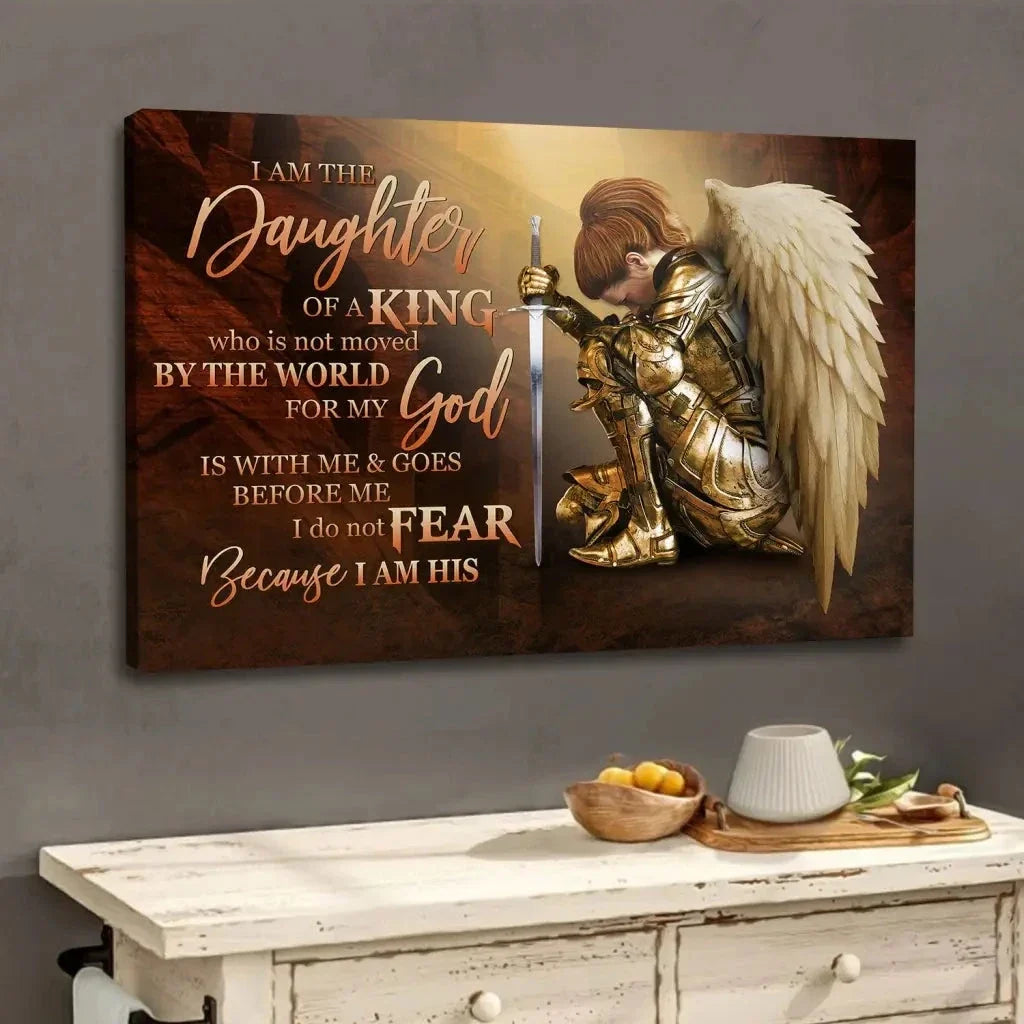 female warrior i am the daughter of a king christian wall art canvas (Landscape) (view 5)