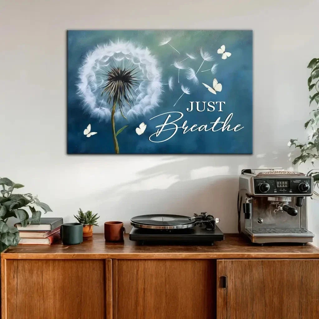 just breathe wall art canvas christian wall art (Landscape) (view 3)